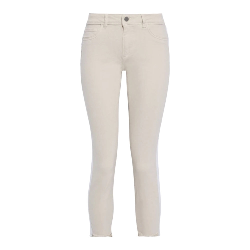 DL1961 Florence Cropped Canvas-Trimmed Jeans, Size 29, Ecru, NWT - Picture 4 of 10